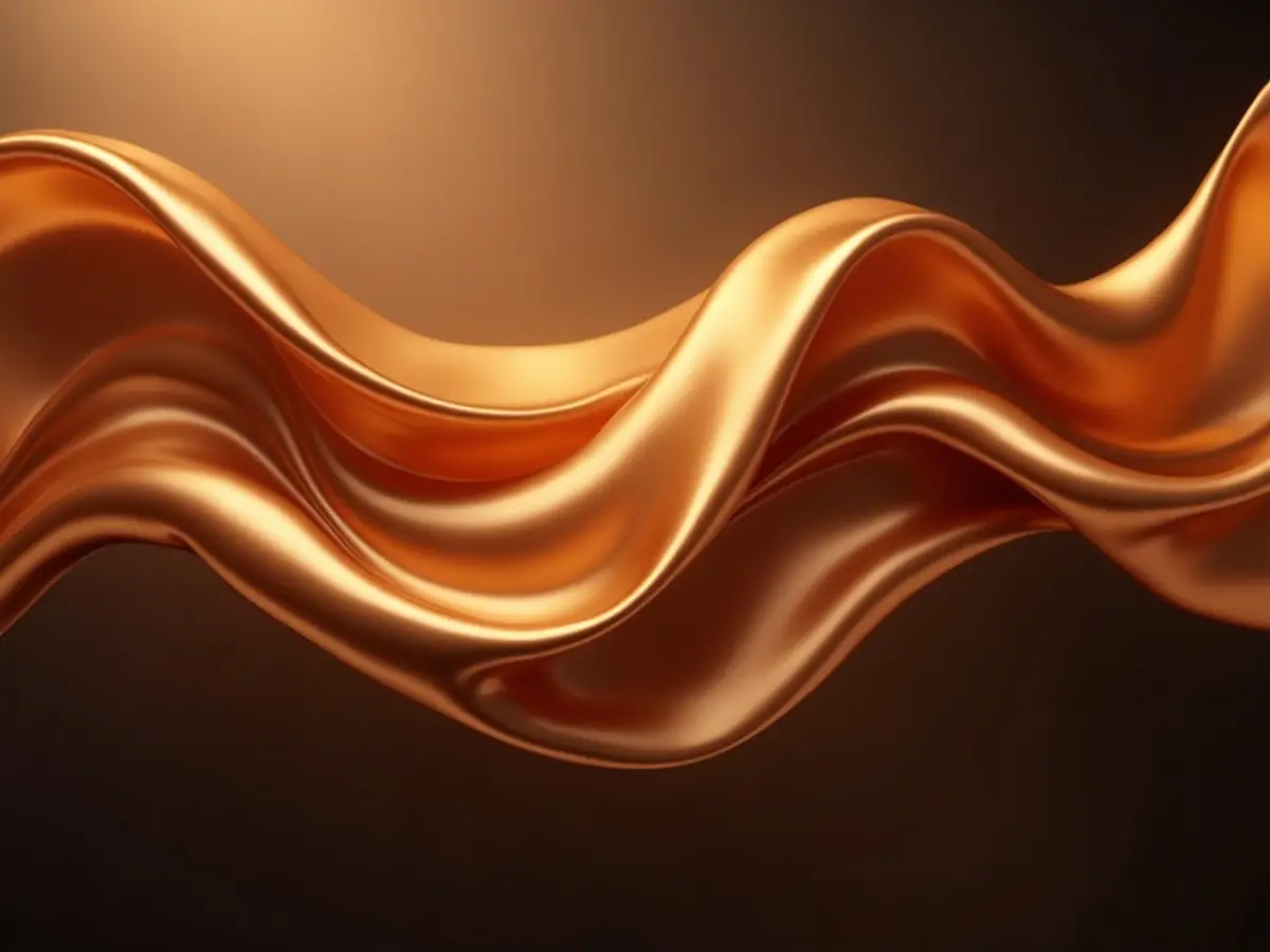 AI-generated abstract campaign visual of flowing molten amber and gold ribbons on a dark background